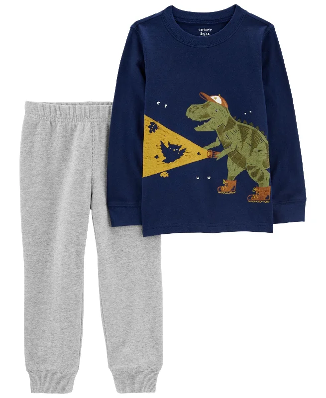 Carters Baby Boys Dinosaur Jersey T-Shirt Pull On Joggers 2 Piece Set