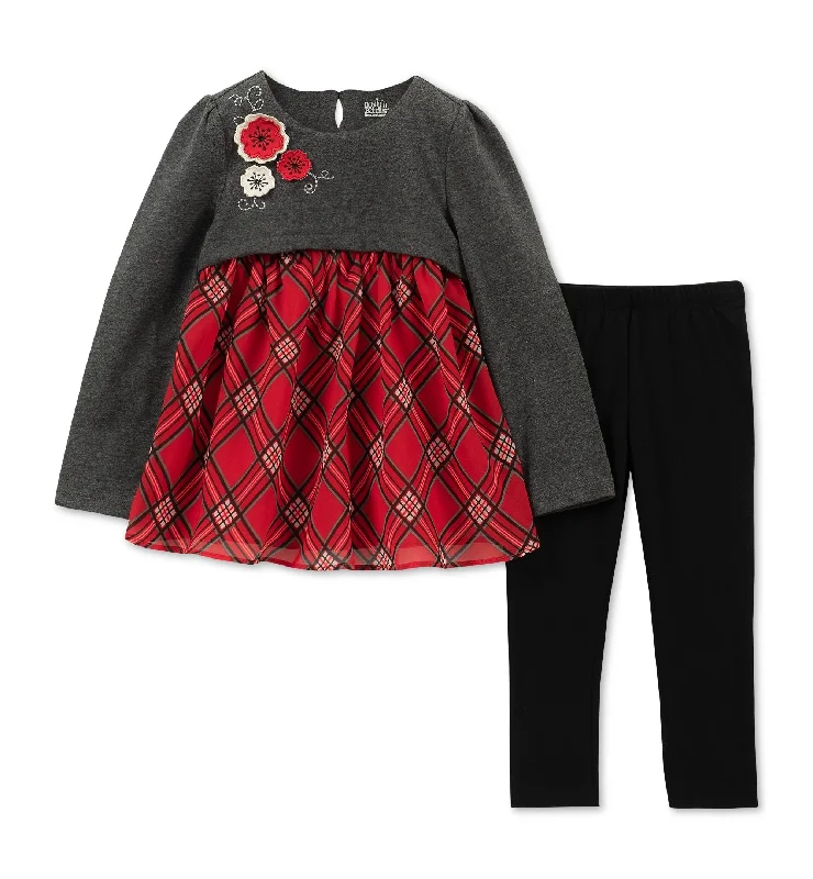 Kids Headquarters Baby Girls 2 Pc. Plaid Tunic Leggings Set