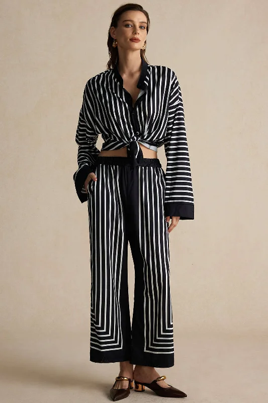 Stripes Print Shirt And Trousers Set