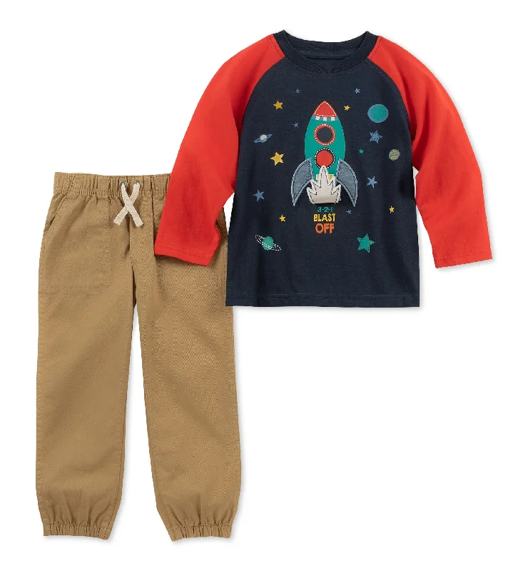 Kids Headquarters Baby Boys 2 Pc. Rocket T-Shirt Pants Set