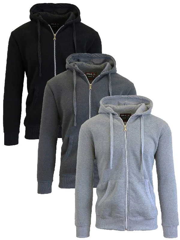 3-Pack Galaxy By Harvic Boy's Fleece-Lined Zip Hoodie (S-XL)