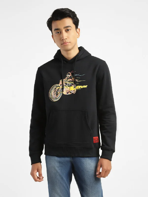 Men's Graphic Black Hooded Sweatshirt