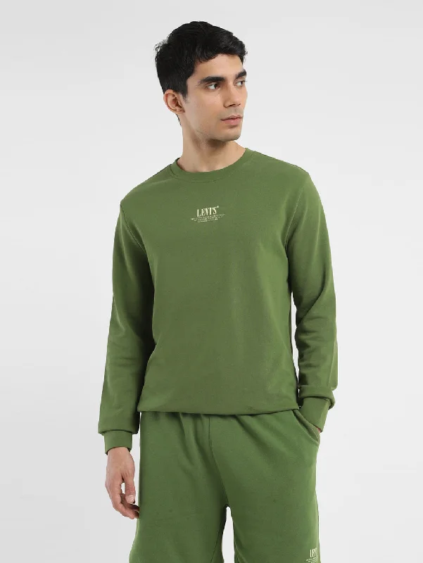 Men's Solid Green Crew Neck Sweatshirt