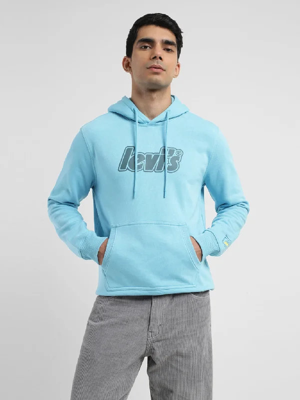 Men's Solid Blue Hooded Sweatshirt