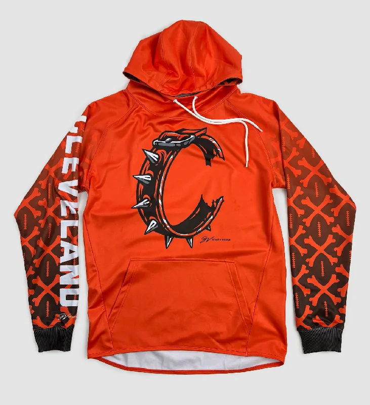 Custom Orange C Collar Hooded Sweatshirt