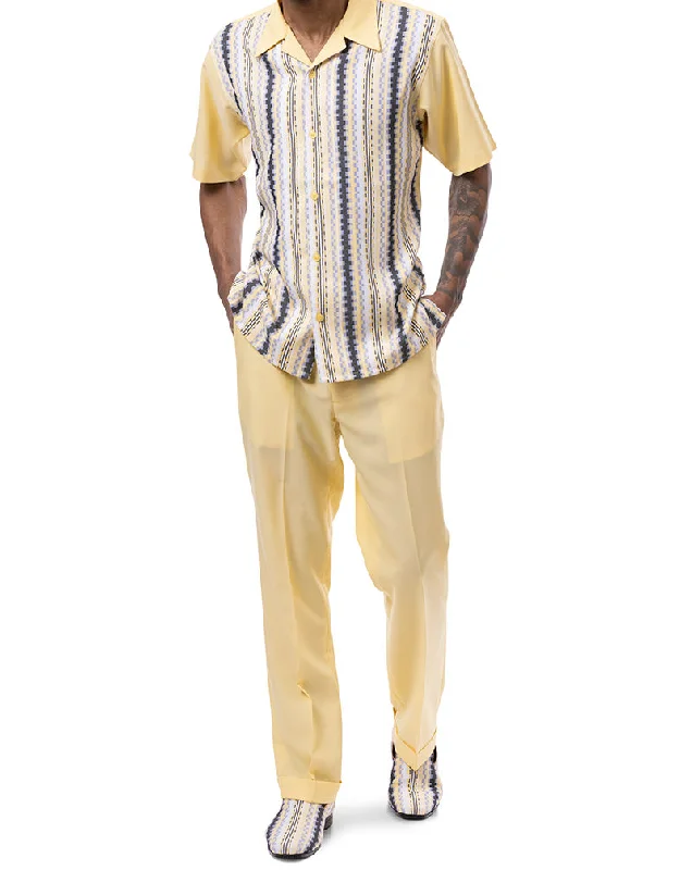 Canary Weave Design Walking Suit 2 Piece Short Sleeve Set