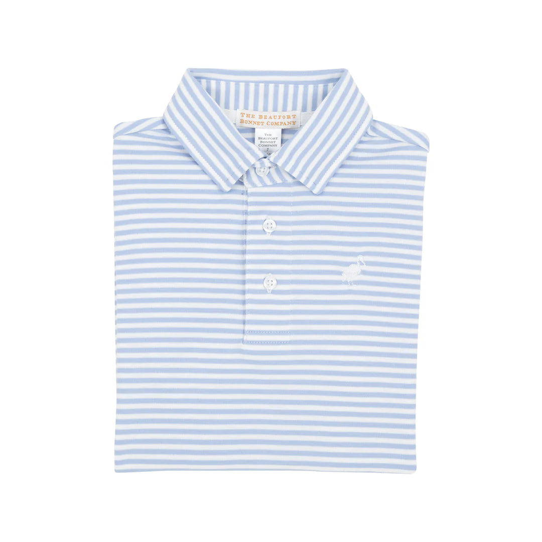 Prim & Proper Polo Beale Street Blue Stripe With Worth Avenue White Stork