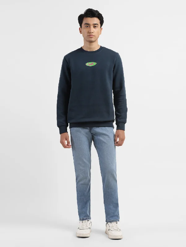 Men's Solid Navy Crew Neck Sweatshirt