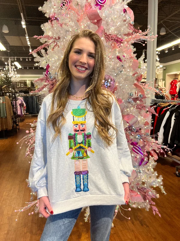 Grey Colorblock Drummer Nutcracker Sweatshirt