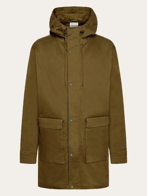 Canvas casual long jacket - GOTS - Dark Olive