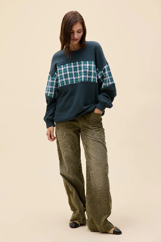 Plaid Colorblock Sweatshirt