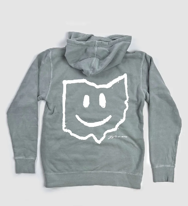 Ohio Smiley Sage Hooded Sweatshirt