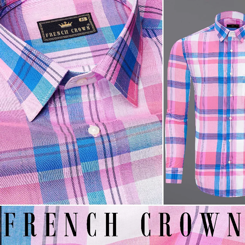 Chantilly Pink with Cornflower Blue Plaid Premium Cotton Shirt