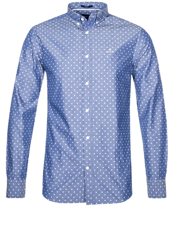 Regular Fit Jacquard Dot Shirt College Blue