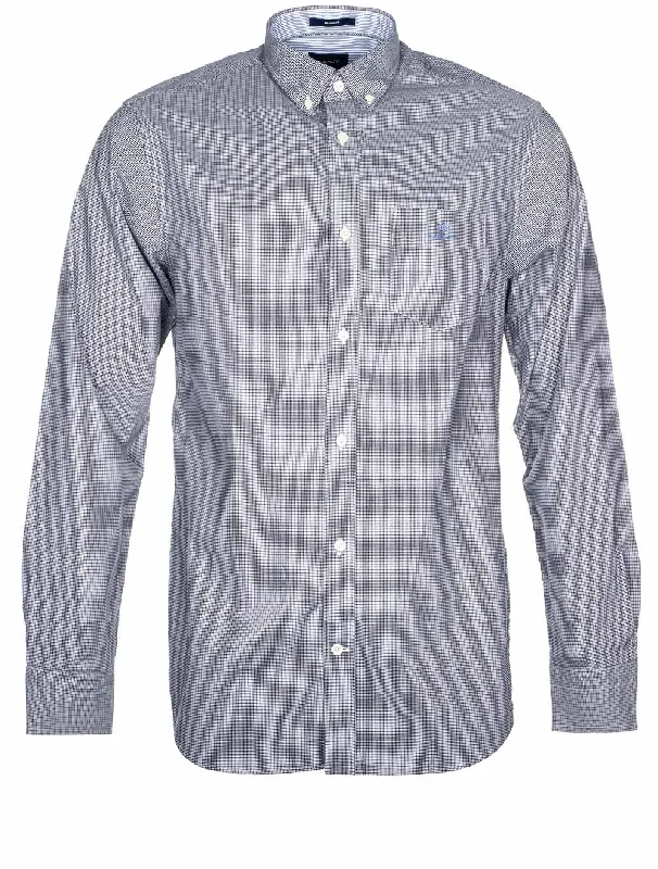 Regular Fit Micro Check Broadcloth Shirt Marine