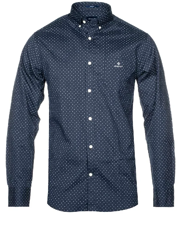 Regular Fit Micro Paisley Oxford Shirt Evening Blue