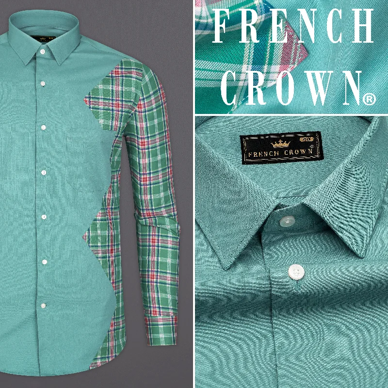 Oxley Green with Multicolour Checkered Royal Oxford Designer Shirt