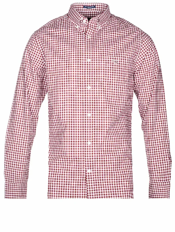 Regular Fit Broadcloth Buttondown Gingham Shirt Cabernet Red