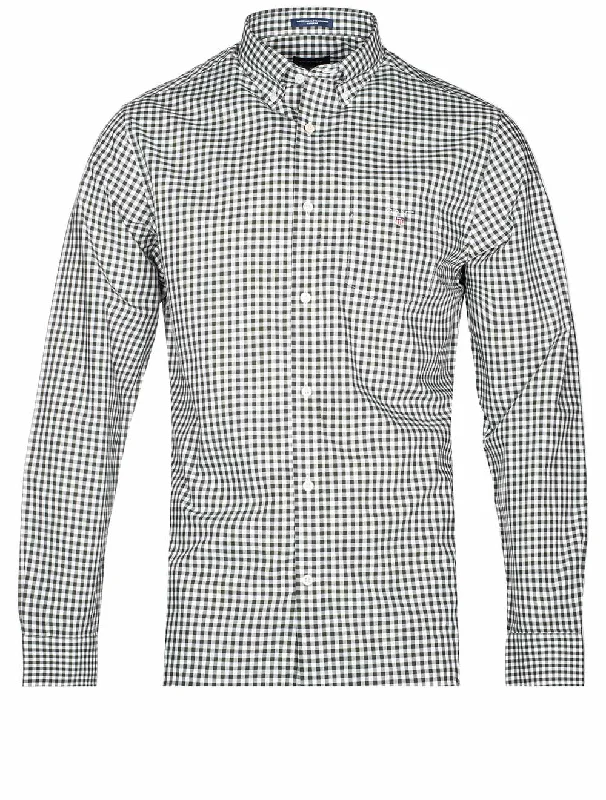 Regular Fit Broadcloth Buttondown Gingham Shirt Storm Green