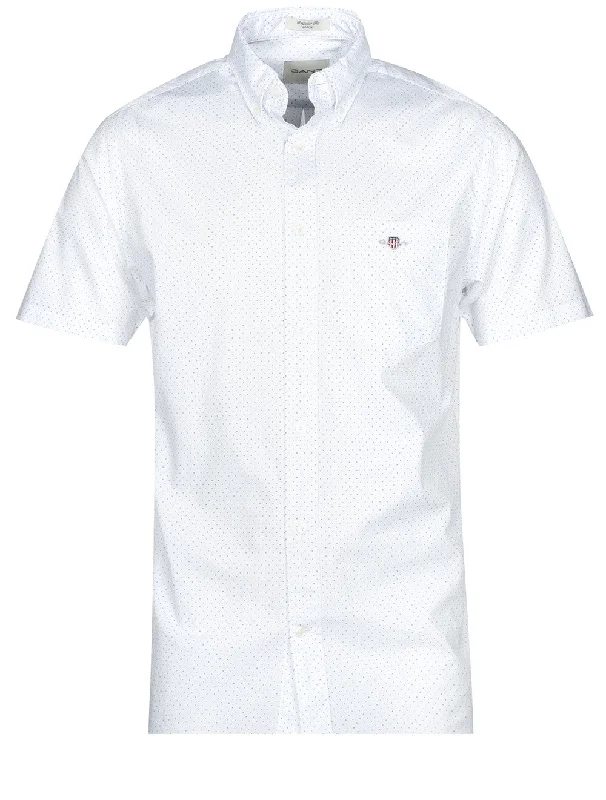 Regular Micro Dot Poplin Short Sleeve Shirt White