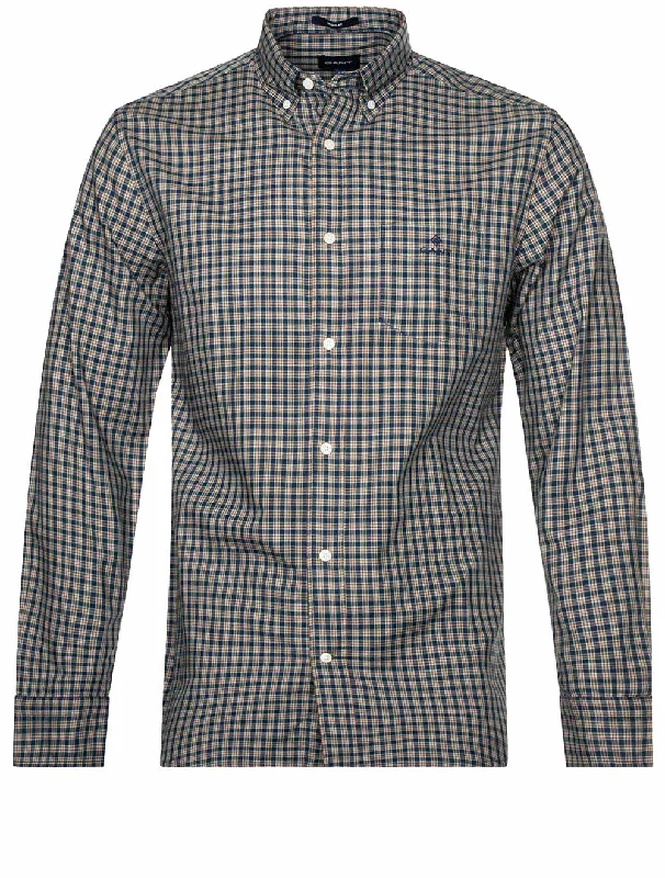 Regular Small Tartan Twill Shirt Persian Blue