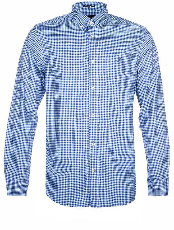 Regular Fit Blue 2-Color Gingham Broadcloth Shirt College Blue