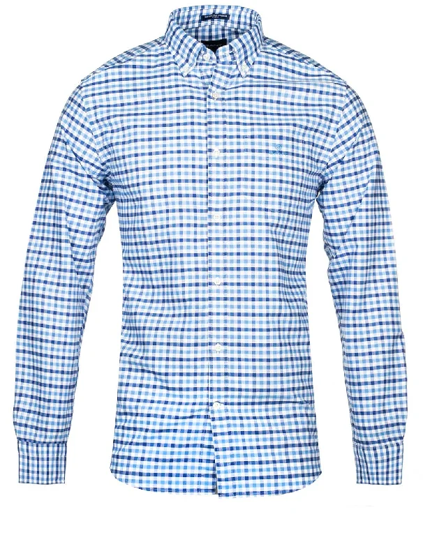 Regular Fit 2-Color Gingham Broadcloth Shirt Sailor Blue