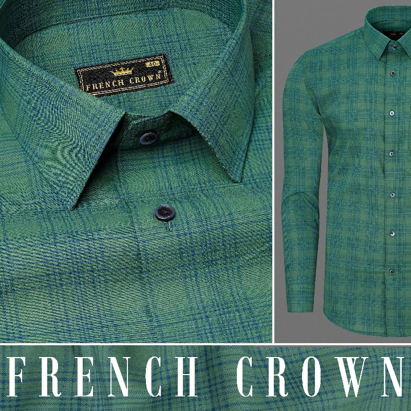 Viridian Green Plaid Premium Cotton Shirt