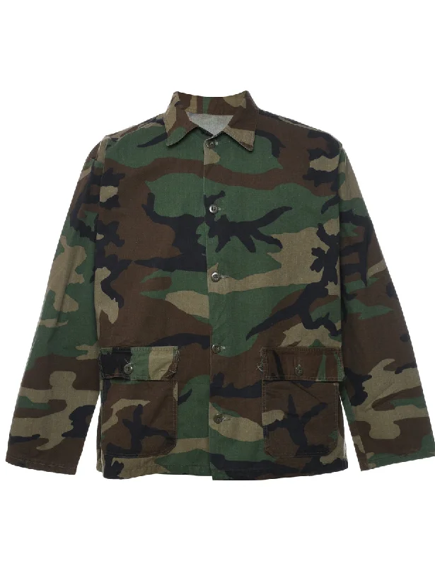 Camouflage Print Military Shirt - L