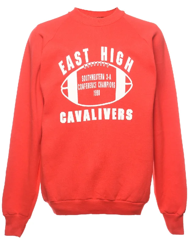 East High Cavaliers Printed Red & White Sweatshirt - XL