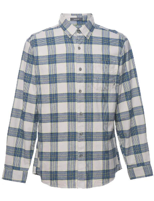 Eddie Bauer Blue & Off-White Checked Shirt - M