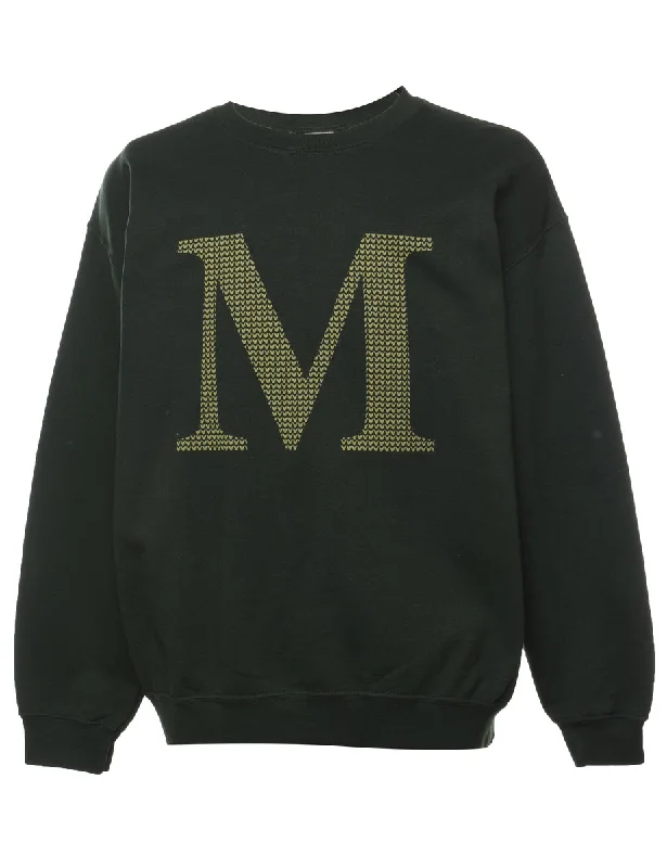 Green 'M' Printed Sweatshirt - L