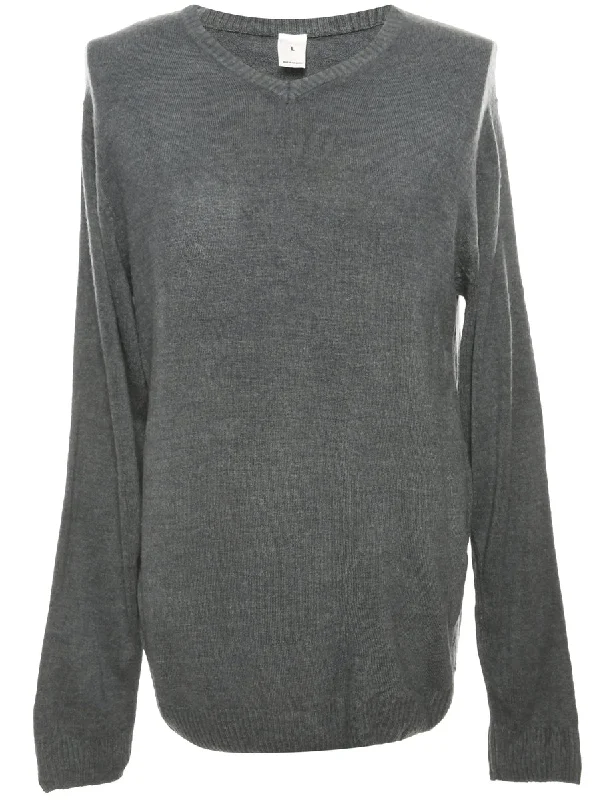 Long Sleeved Dark Grey Jumper - L