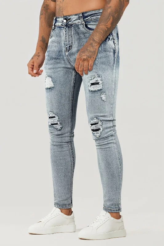 Men's Ripped Knee Skinny Jean - Light Blue