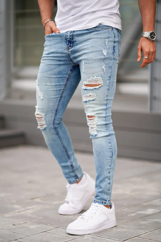 Men's Ripped Skinny Jean - Light Blue