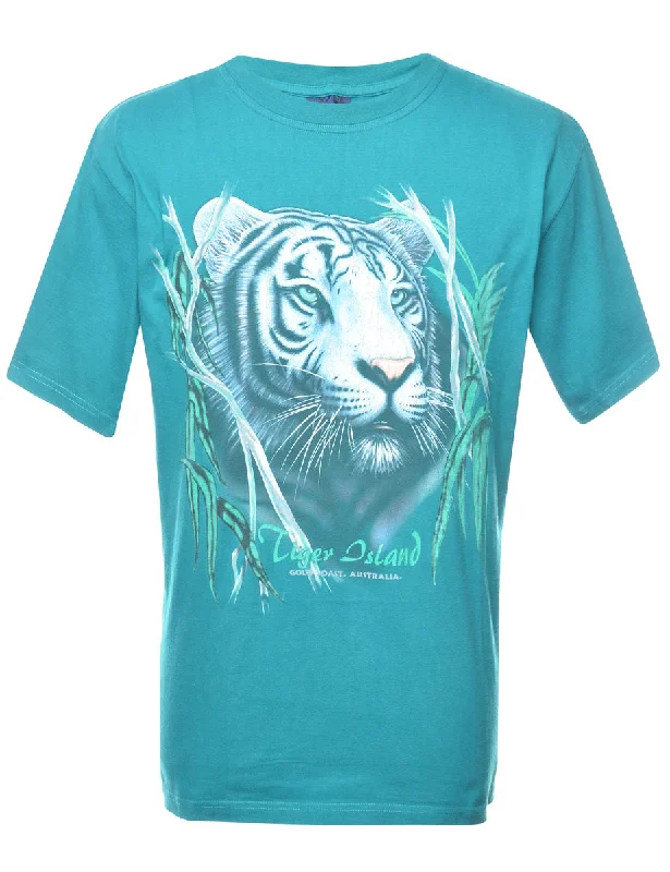 Tiger Print Animal T-shirt - L