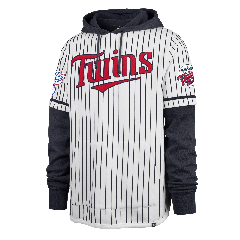 MINNESOTA TWINS COOPERSTOWN PINSTRIPE DOUBLE HEADER '47 SHORTSTOP PULLOVER HOOD