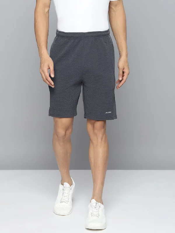 Alcis Men Charcoal Grey Solid Slim Fit Running Shorts