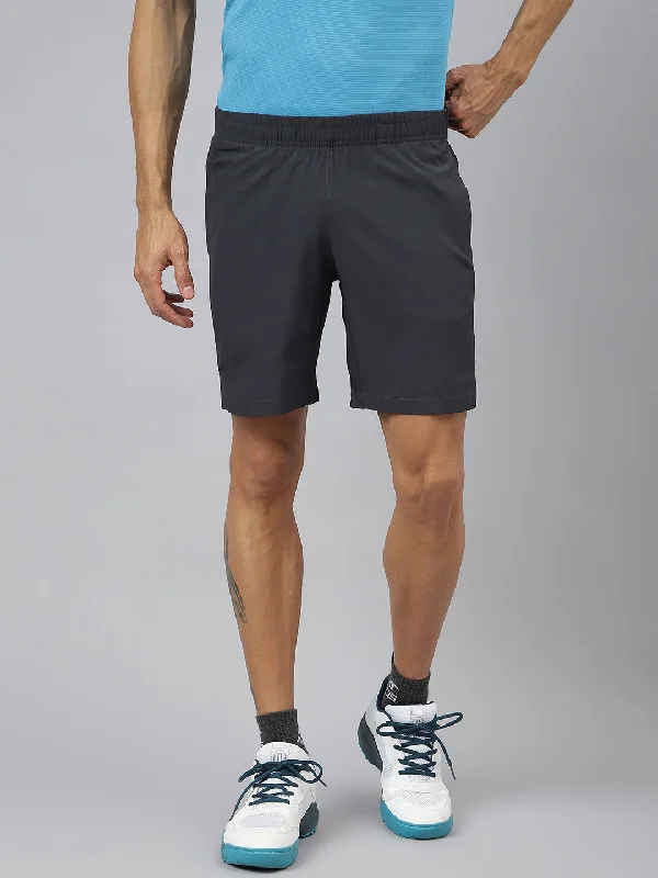 Alcis Men Dark Grey Train-Tech Anti-Static Slim-Fit Running Shorts