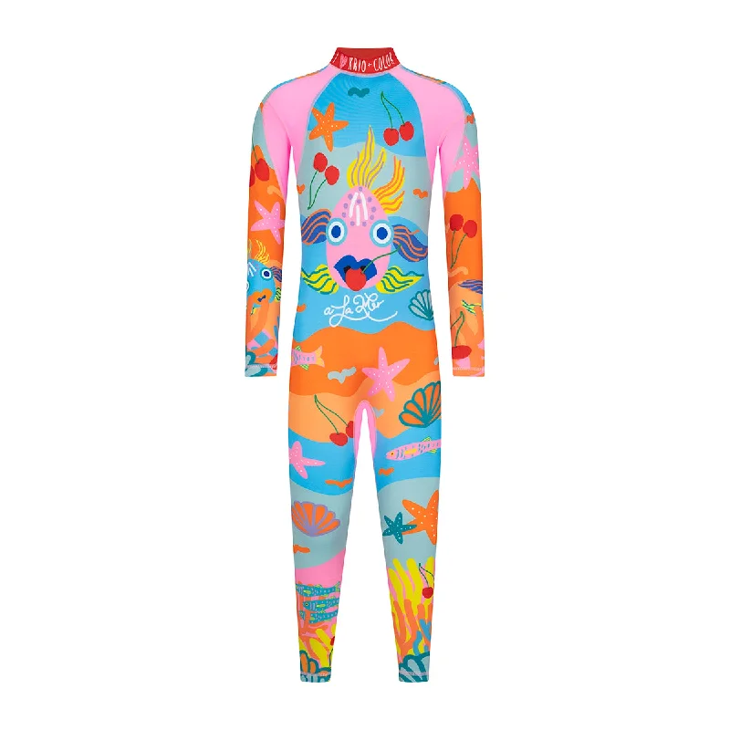 Sparkling Fish Girls Long Sleeve Sunsuit Long Legs