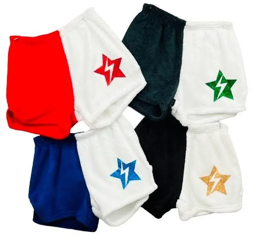 Star With Bolt Fuzzy Pajama Shorts (girls)